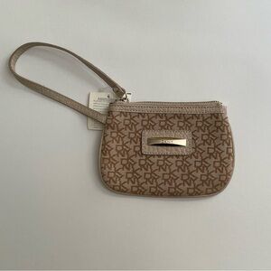 Authentic DKNY Beige Logo Wristlet
